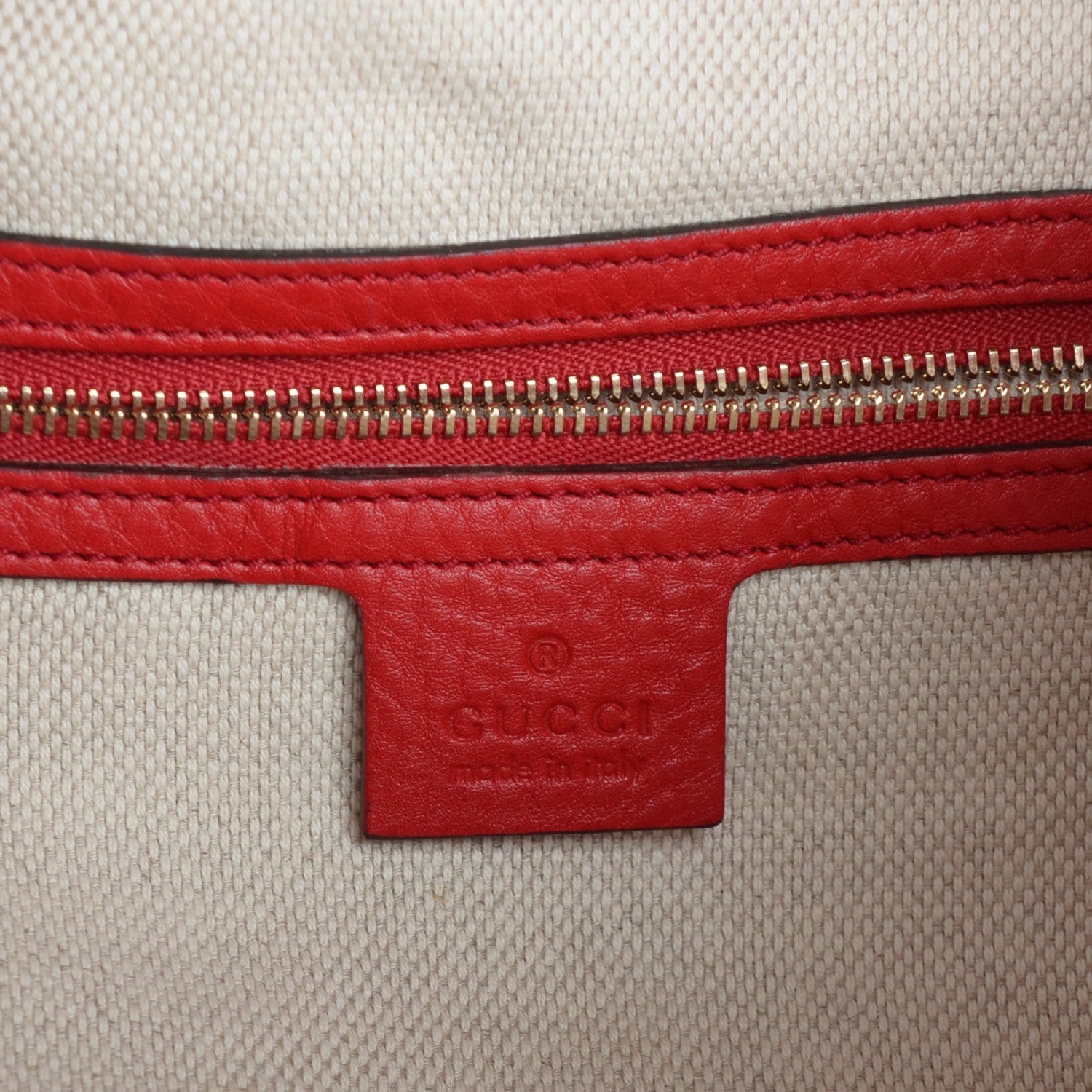 Gucci Pebbled Calfskin Medium Soho Shoulder Bag Red 6 of 7