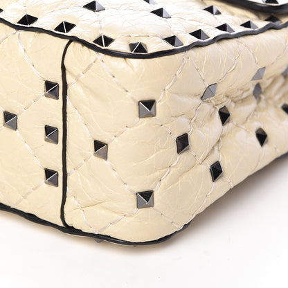 Valentino Garavani Craquele Nappa Medium Rockstud Spike Shoulder Bag Light Ivory 9 of 10
