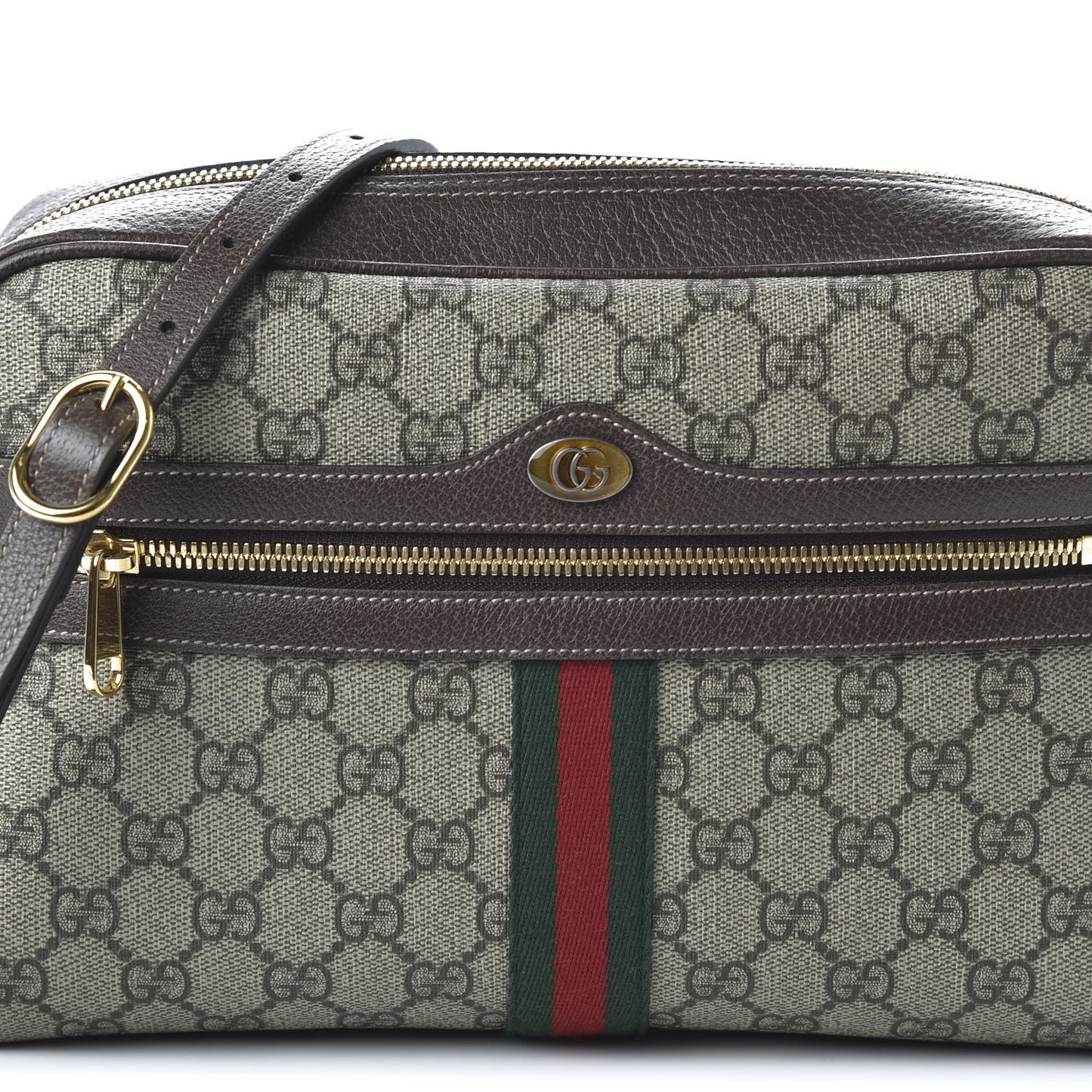 GG Supreme Monogram Web Small Ophidia Shoulder Bag Brown