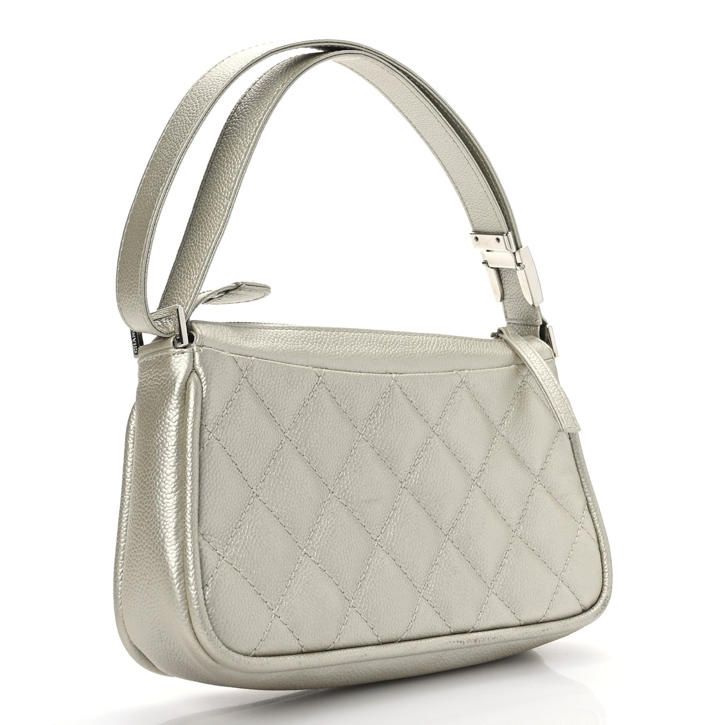 Metallic Caviar Quilted Timeless CC Shoulder Bag Gold