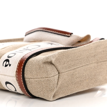 Chloe Cotton Calfskin Mini Woody Ribbon Tote White Brown 8 of 9