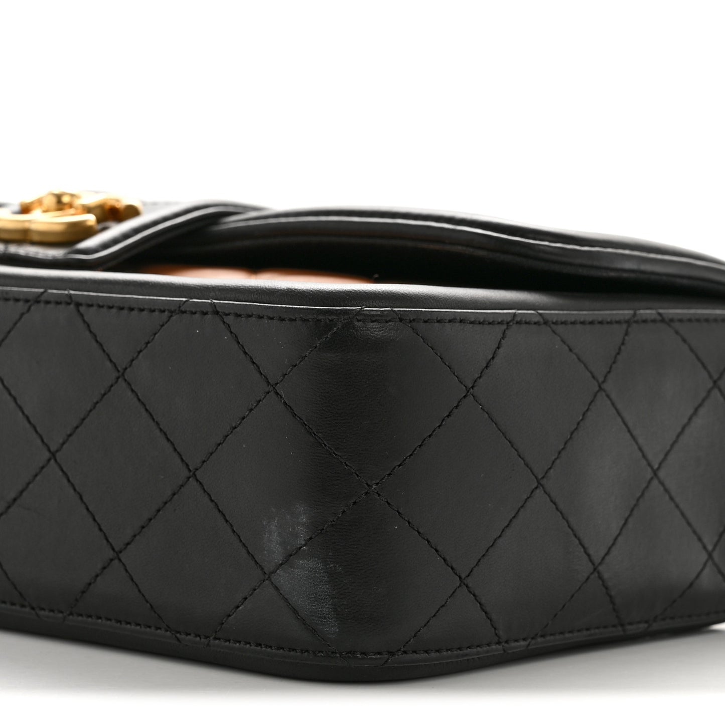 Lambskin Quilted Medium Elegant CC Flap Dark Beige Black