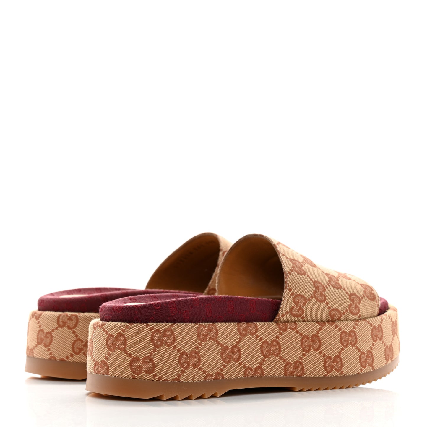 Canvas GG Monogram Angelina Platform Slide Sandals 36.5 Beige Ruggine