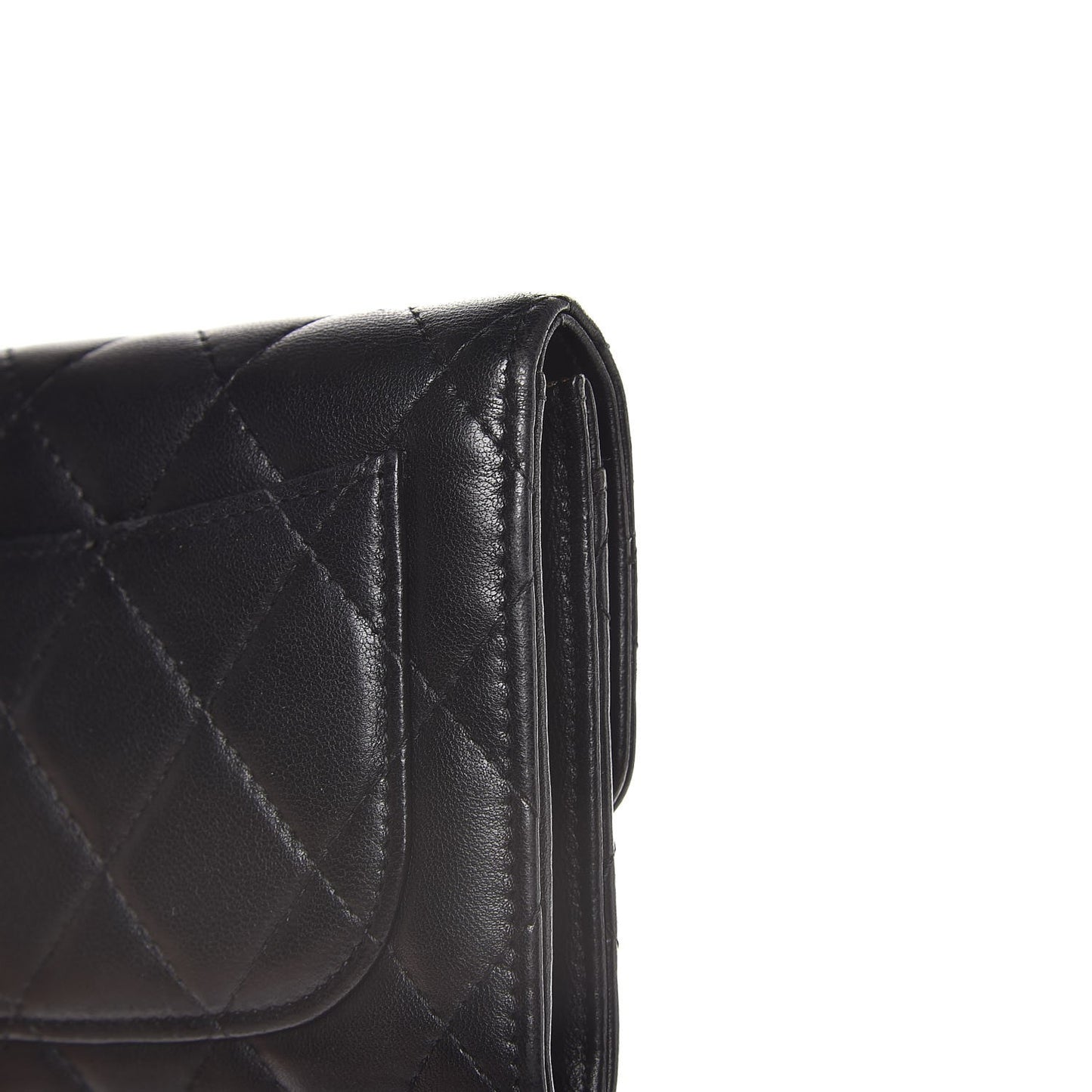 Lambskin Quilted Small Flap Wallet Black