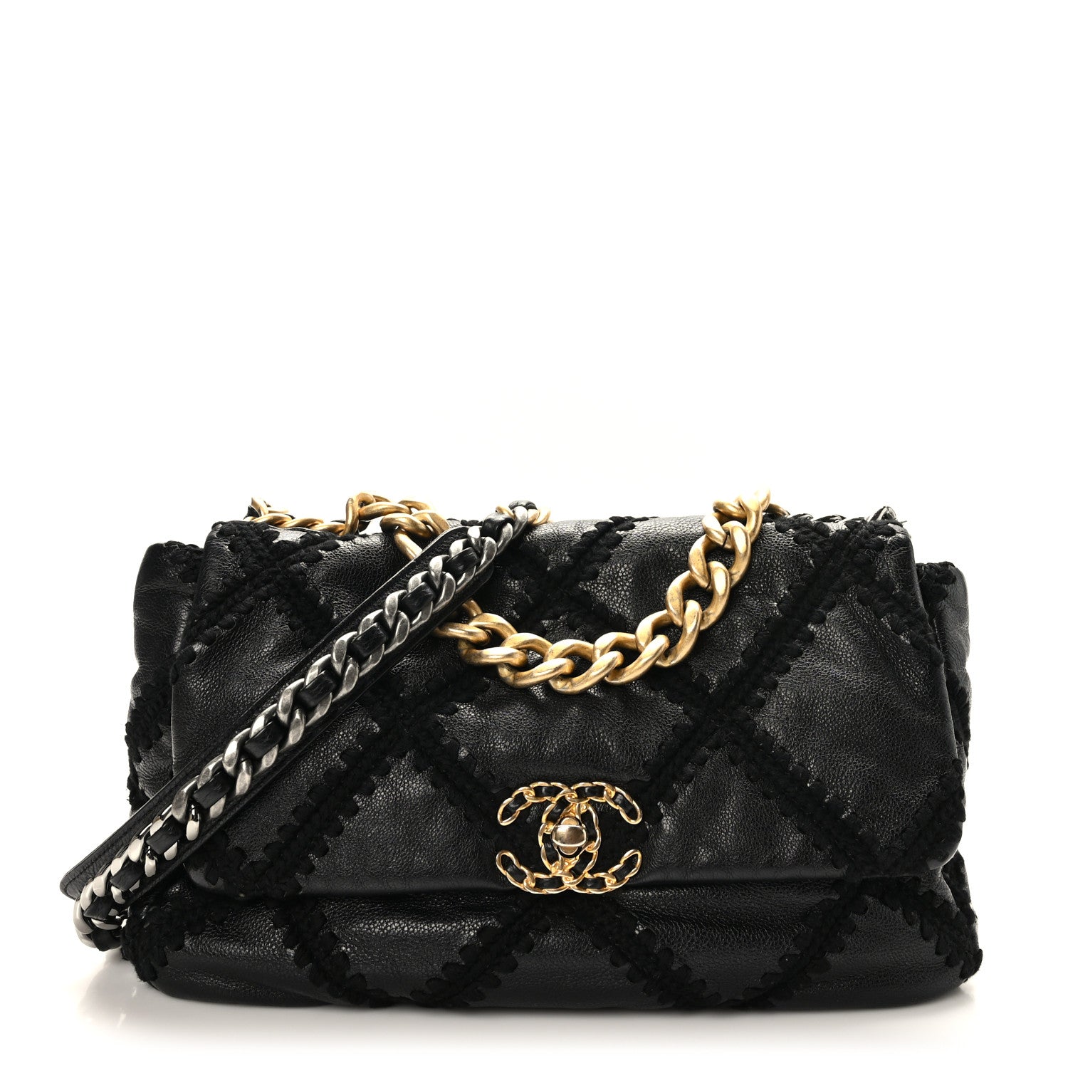 Chanel Calfskin Crochet Medium Chanel 19 Flap Black 1 of 11