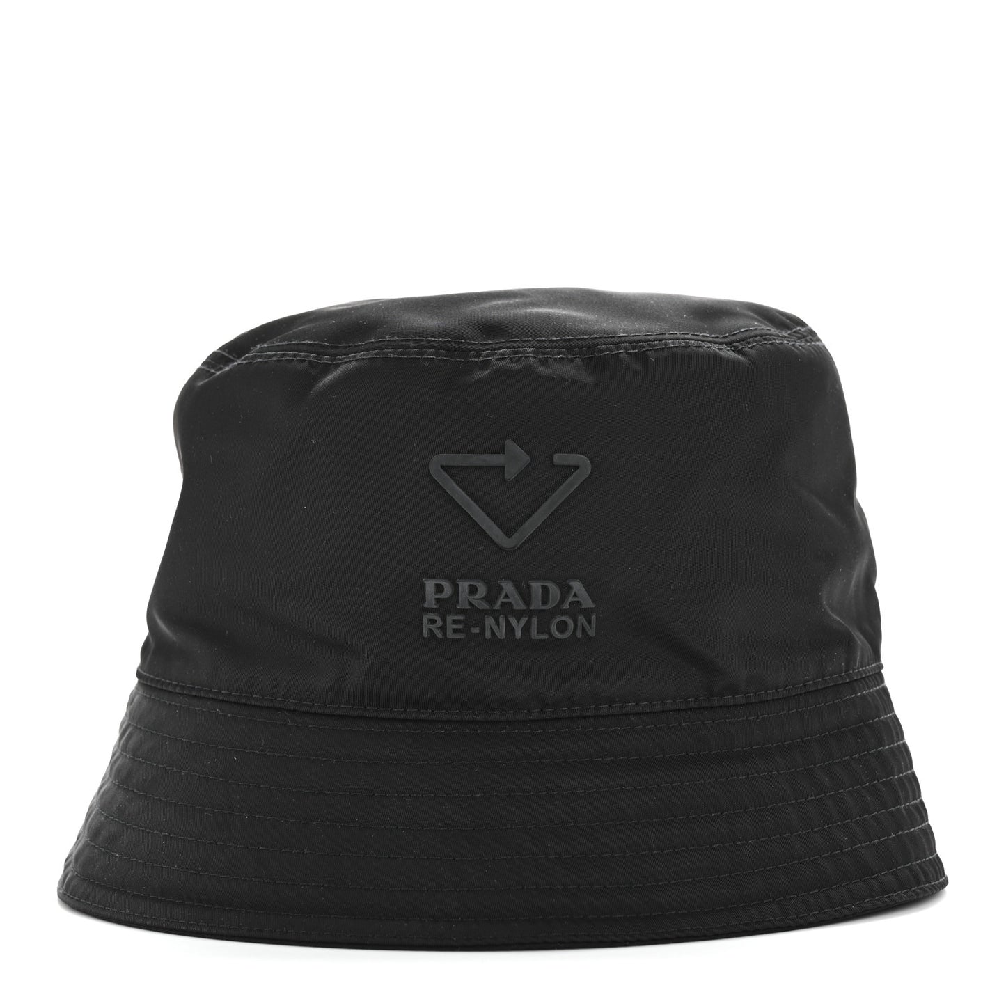 Re-Nylon Rubber Logo Mens Bucket Hat L Black