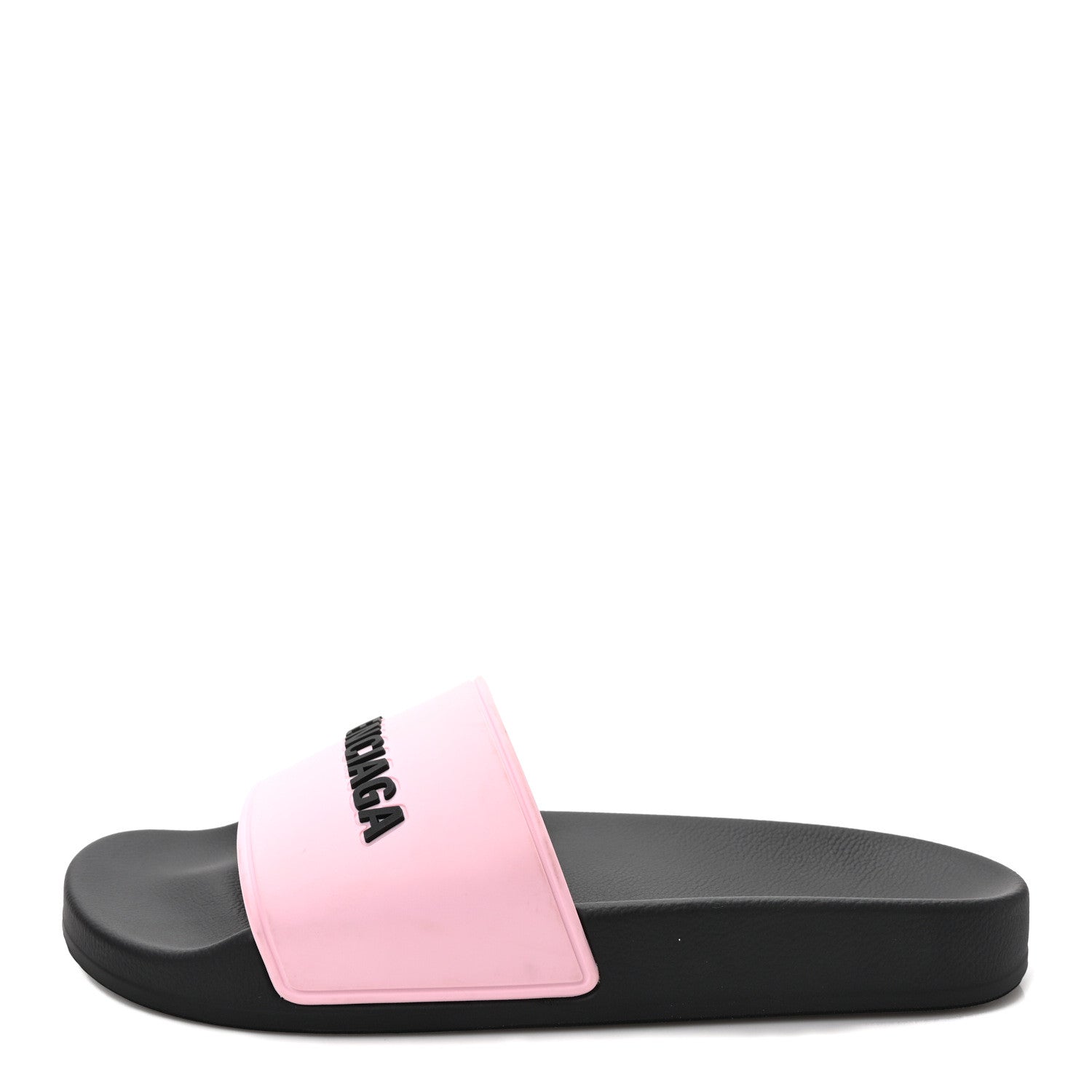 Balenciaga Rubber Logo Womens Pool Slide Sandals 38 Light Pink Black 1 of 7