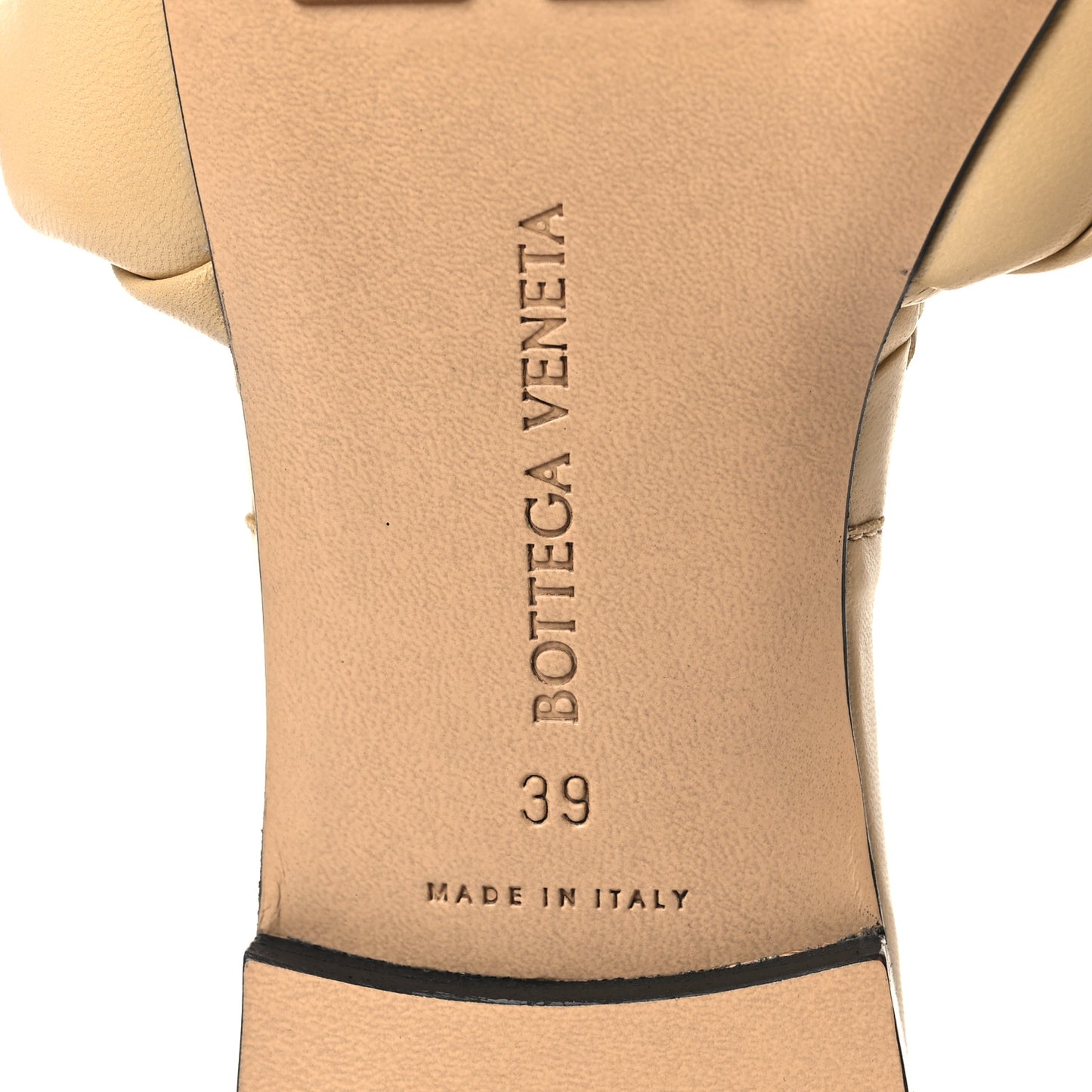 Nappa Maxi Intrecciato Lido Flat Sandals 39 Cane Sugar