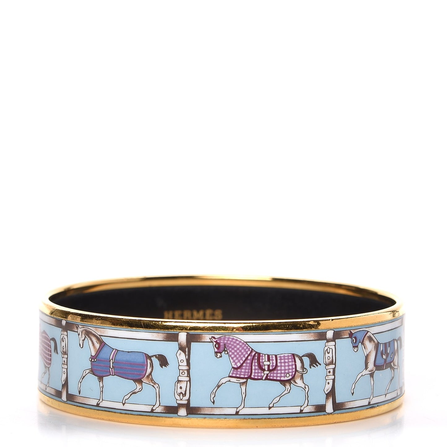 Enamel Printed Wide Horse Riding Motif Bracelet 70