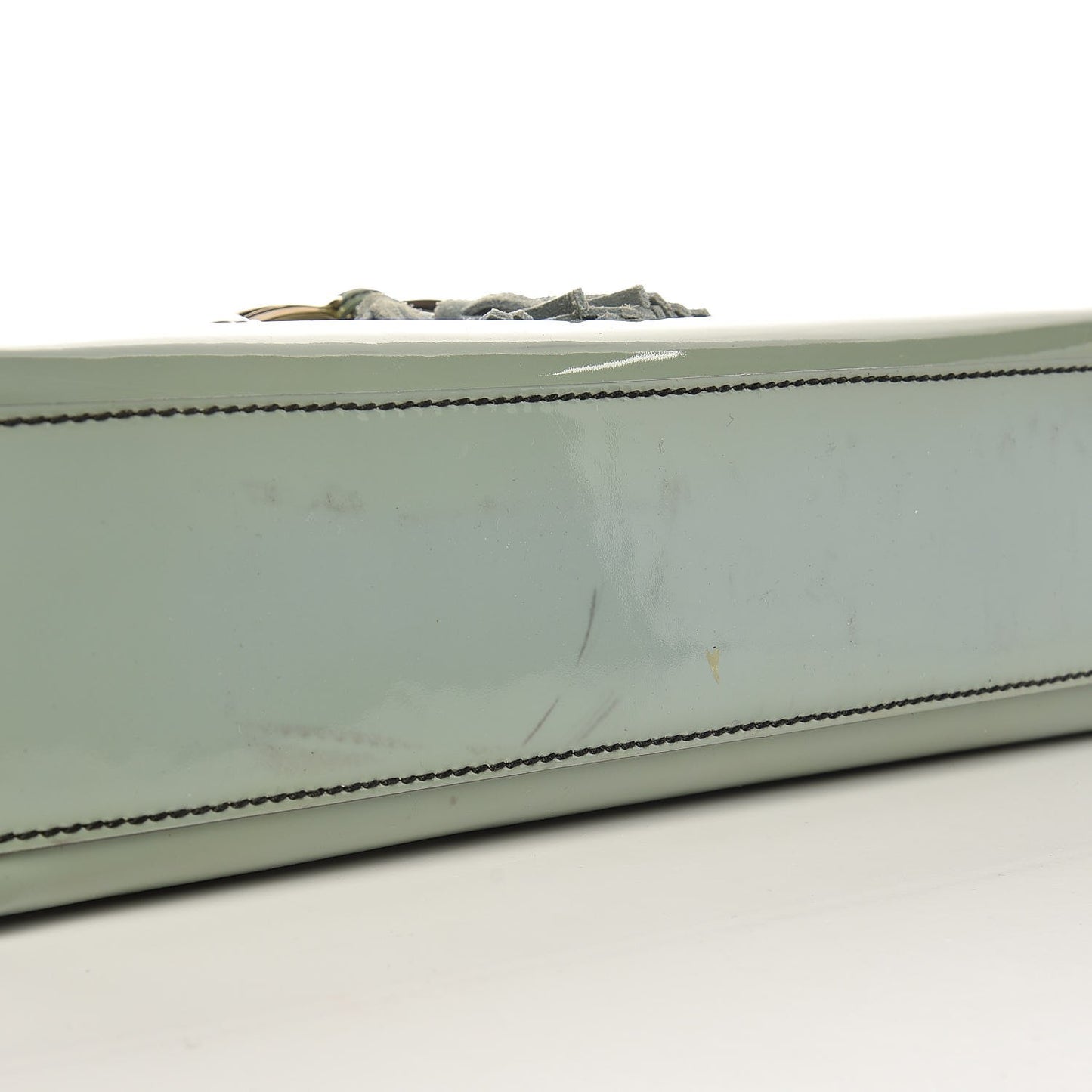 Patent Medium Emily Chain Shoulder Bag Green