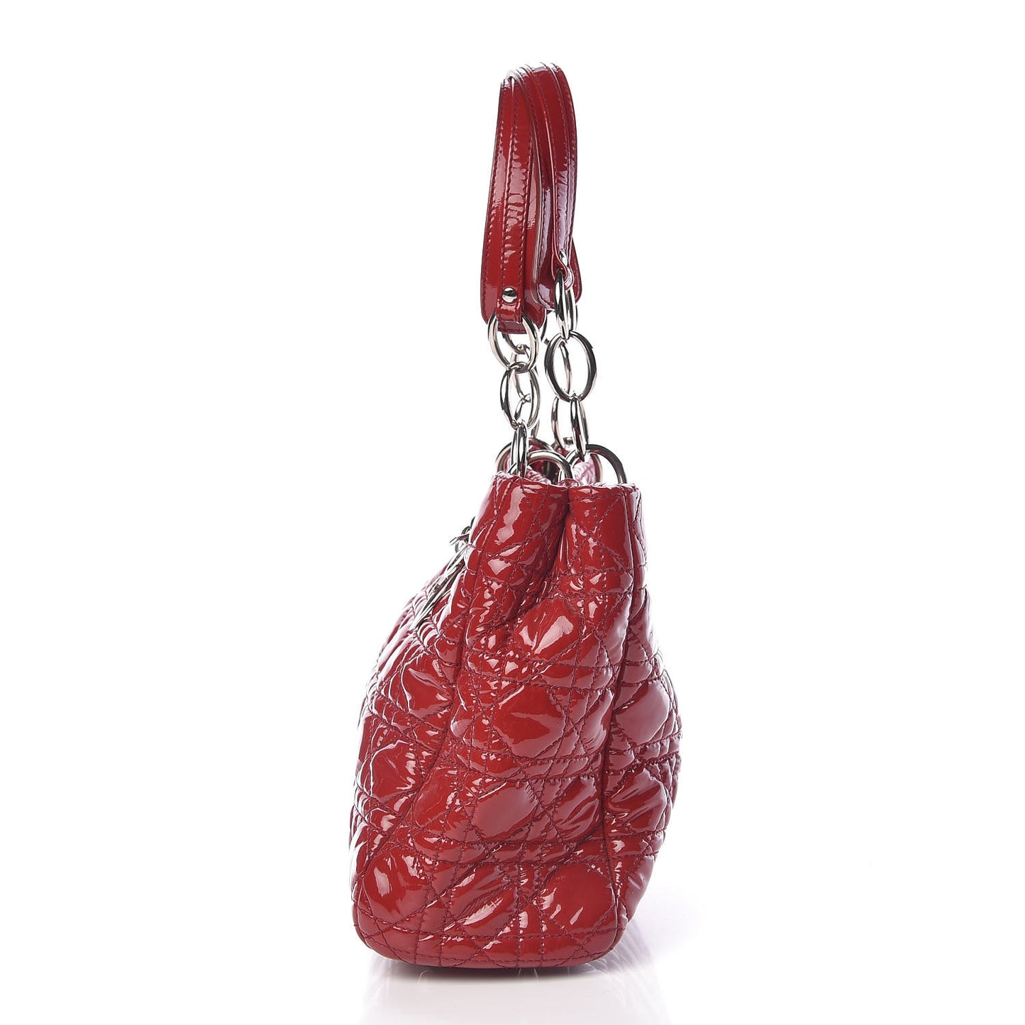 Patent Cannage Small Dior Soft Shopping Tote Red