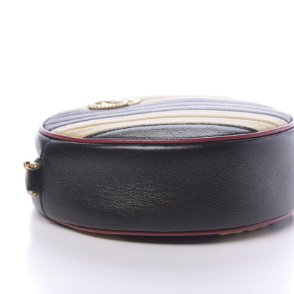 Gucci Azalea Calfskin Matelasse Diagonal Patchwork Mini Torchon GG Marmont Round Shoulder Bag Black Beige Romantic Cerise 8 of 10