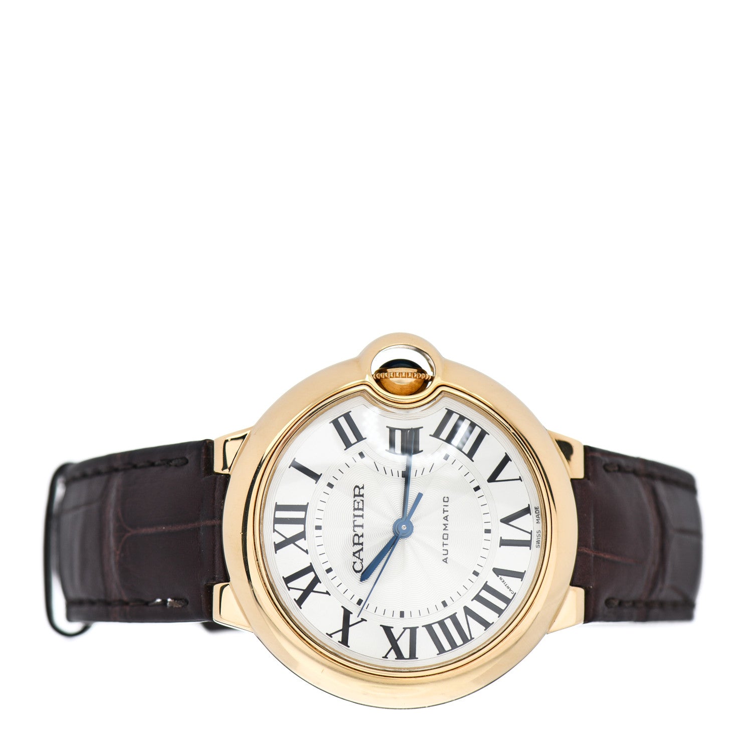Cartier 18K Yellow Gold Alligator 36mm Ballon Bleu De Cartier Automatic Watch Brown 2 of 5