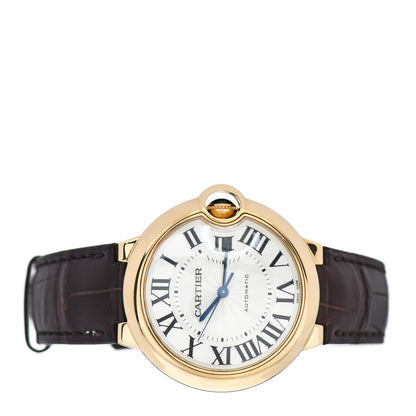 Cartier 18K Yellow Gold Alligator 36mm Ballon Bleu De Cartier Automatic Watch Brown 2 of 5