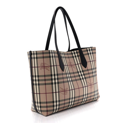 Burberry Grainy Calfskin Haymarket Check Medium Reversible Tote Black 5 of 13