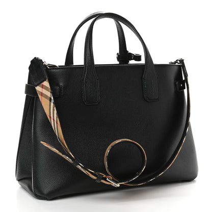 Burberry Derby Calfskin House Check Medium Banner Tote Black 3 of 9