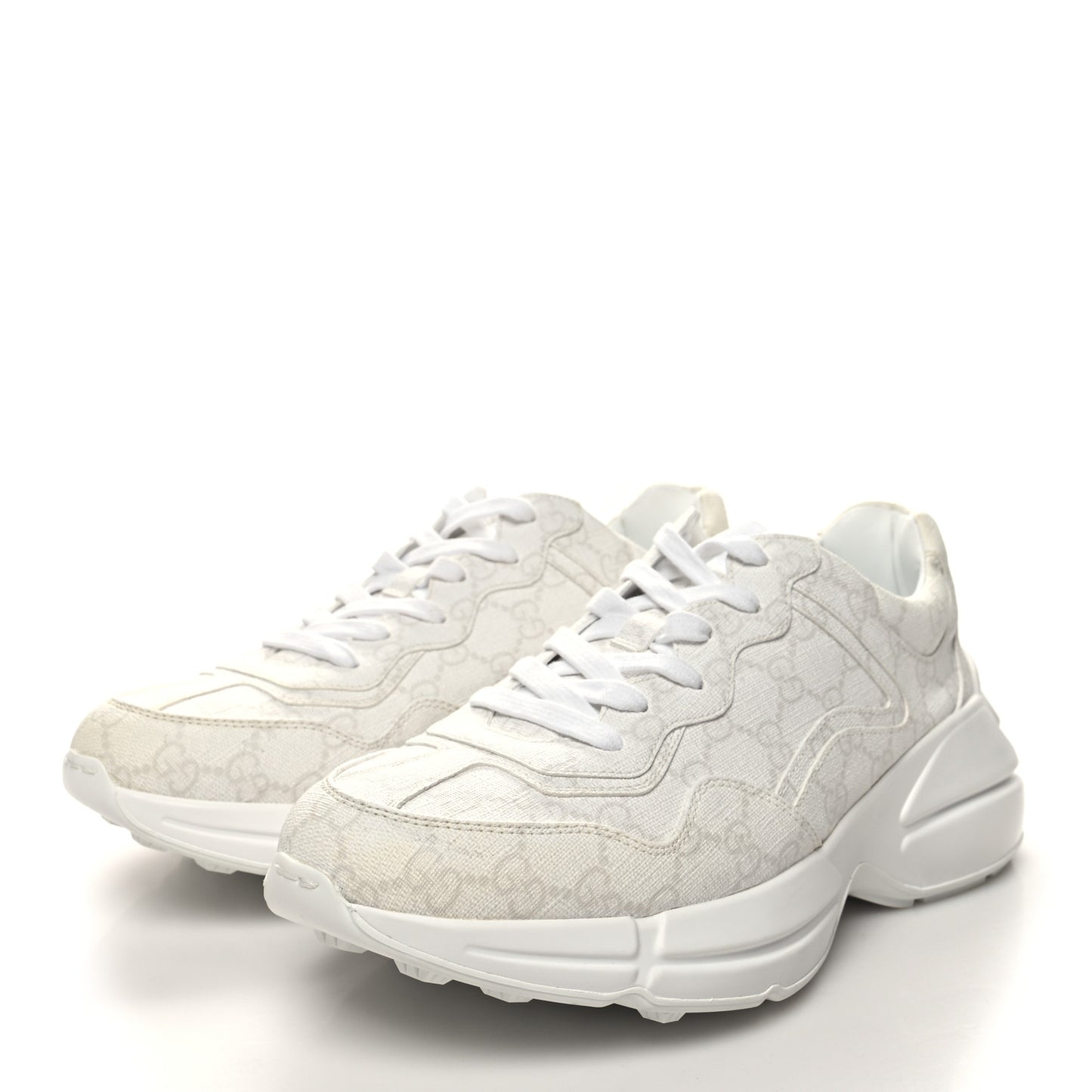 Tessuto Monogram GG Supreme Printed Mens Gucci Run Sneakers 8 White