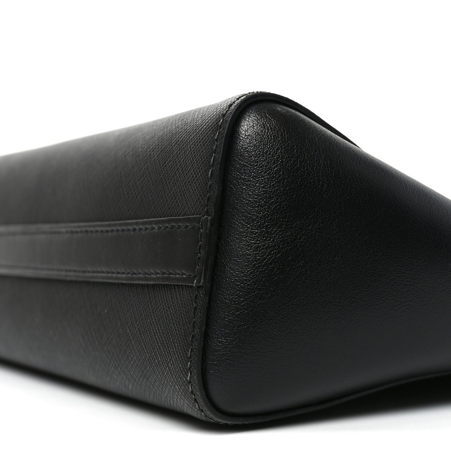 Saffiano Soft Calfskin Small Zippered Tote Black