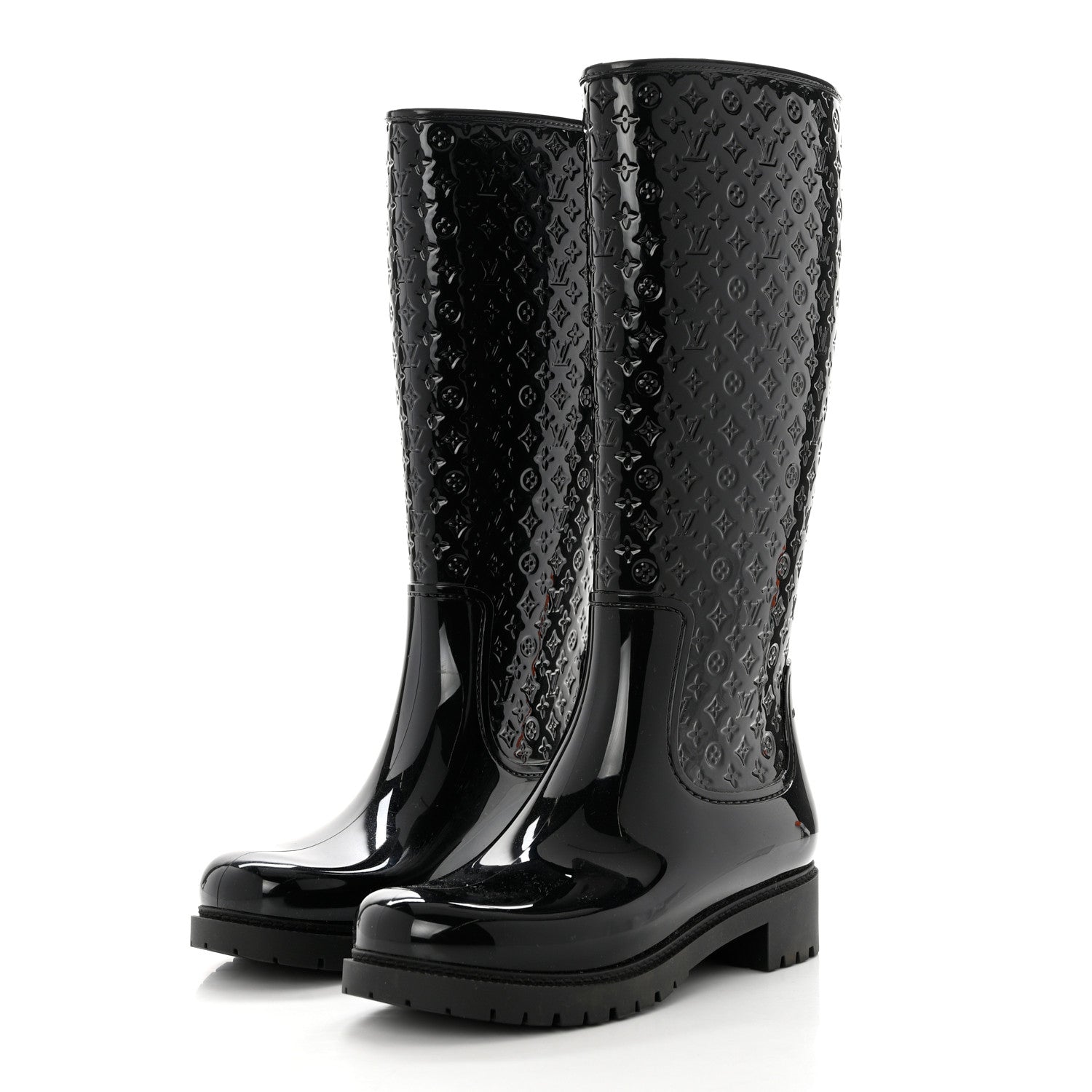 Louis Vuitton Rubber Embossed Monogram Splash Rain Boots 40 Black 3 of 7