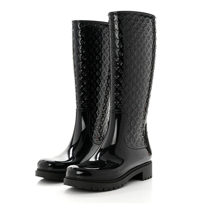 Louis Vuitton Rubber Embossed Monogram Splash Rain Boots 40 Black 3 of 7