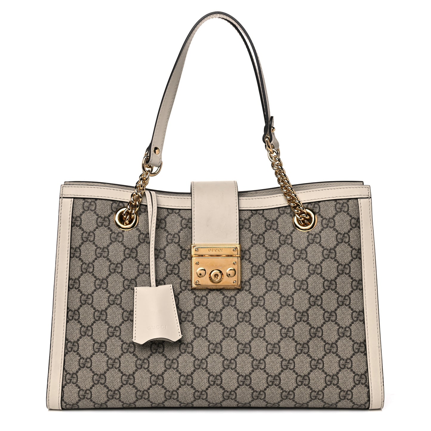 GG Supreme Monogram Medium Padlock Tote White