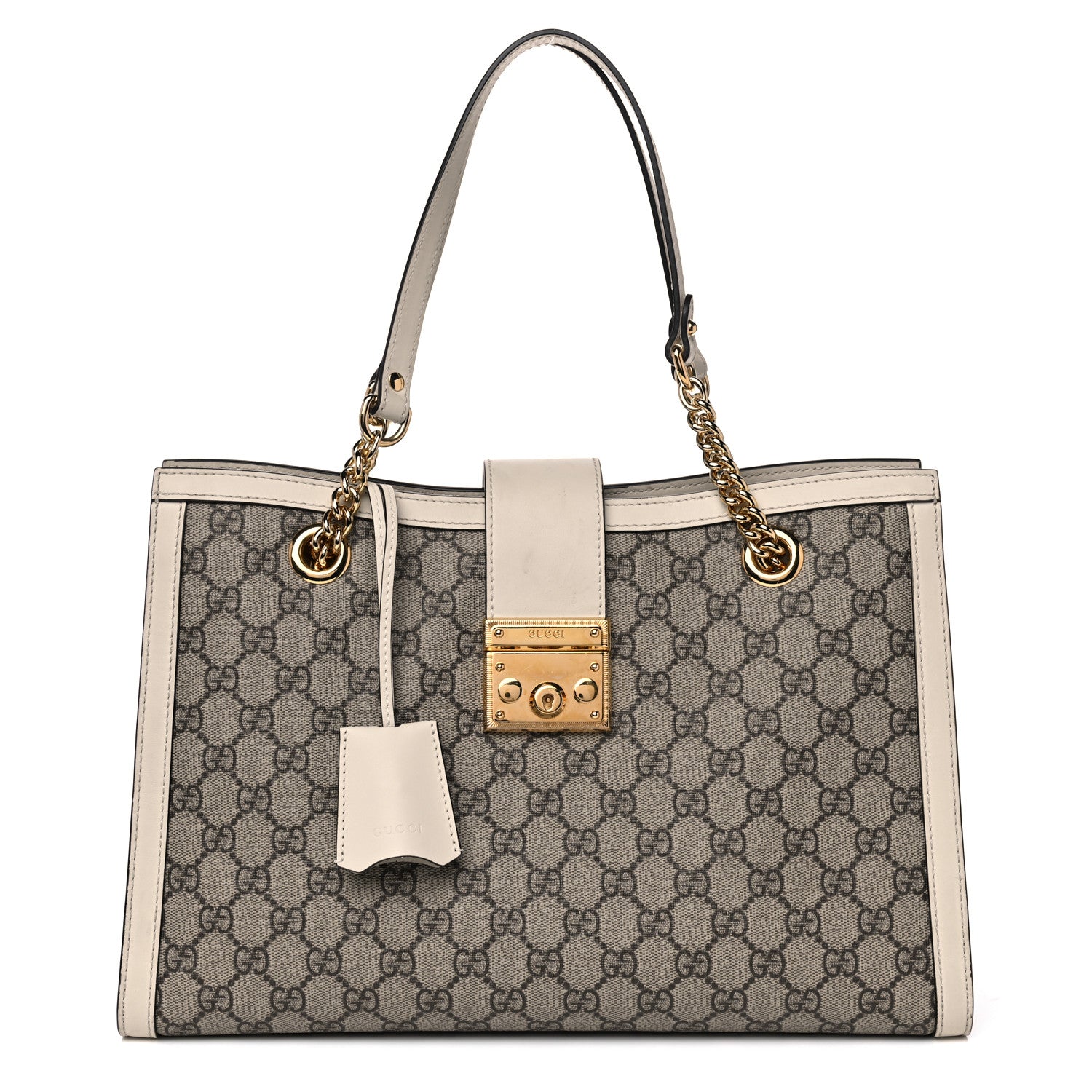 Gucci GG Supreme Monogram Medium Padlock Tote White 1 of 18