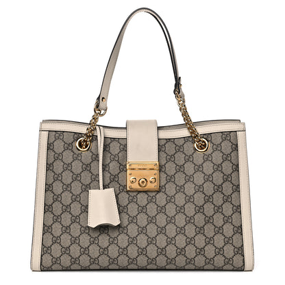 Gucci GG Supreme Monogram Medium Padlock Tote White 1 of 18
