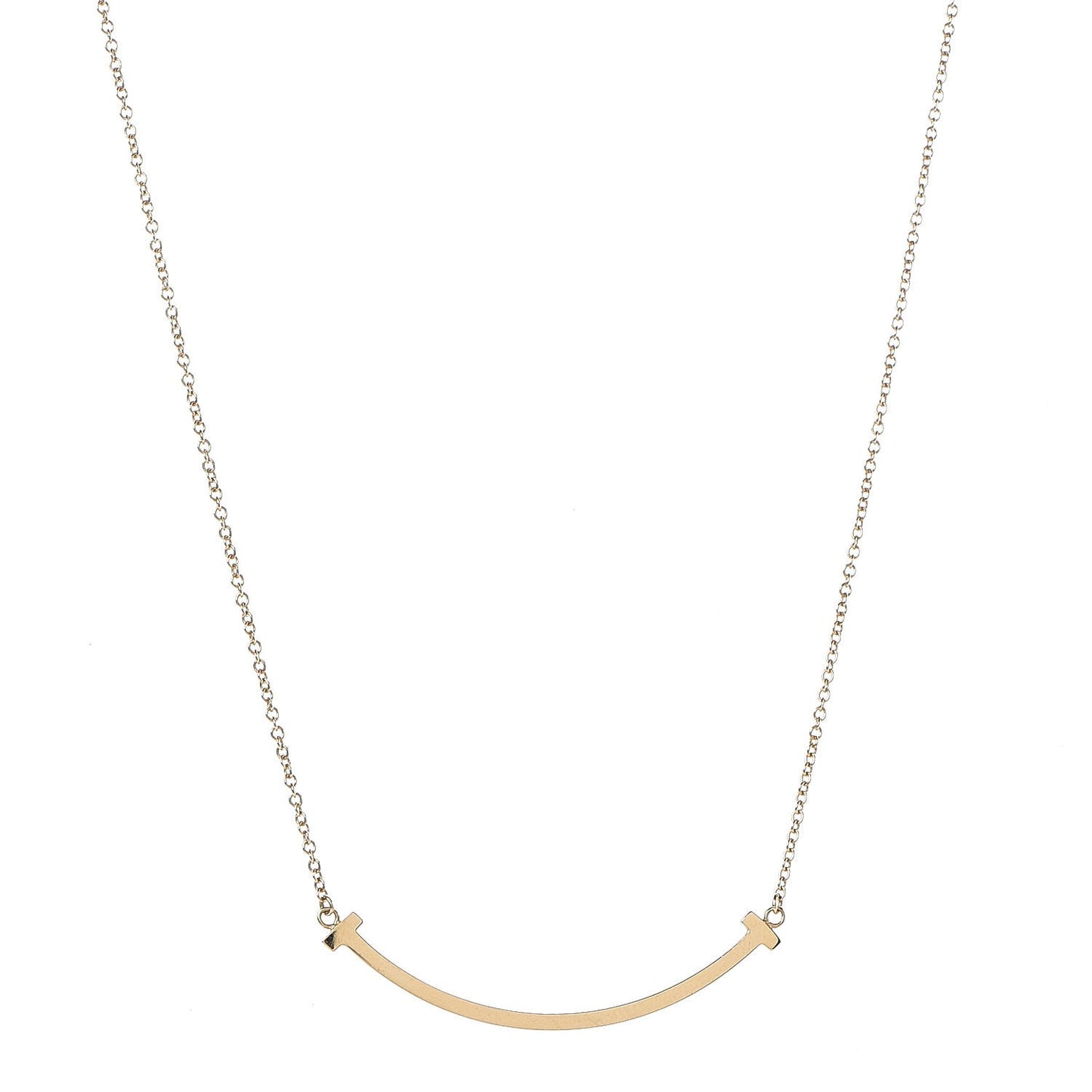 18K Yellow Gold Small T Smile Pendant Necklace