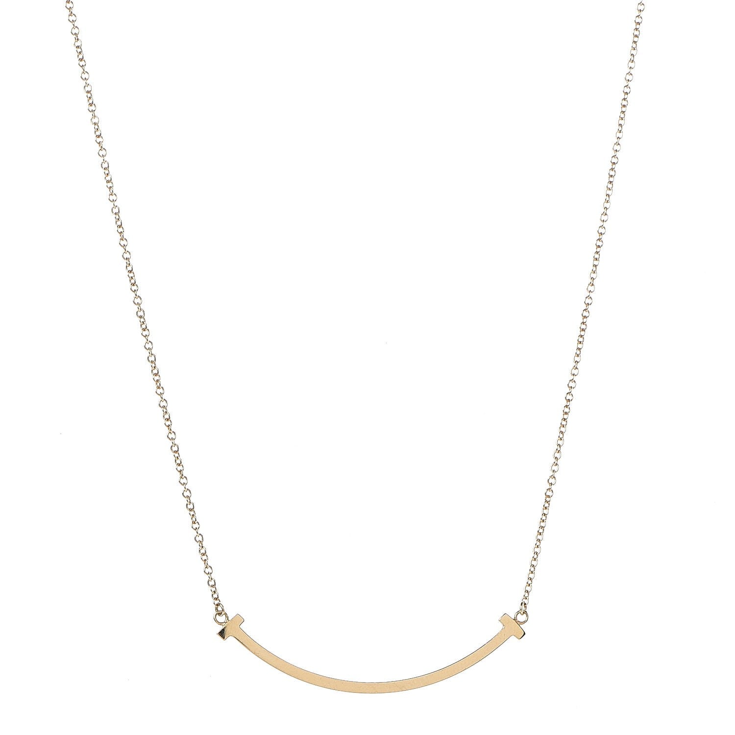 Tiffany 18K Yellow Gold Small T Smile Pendant Necklace 1 of 6