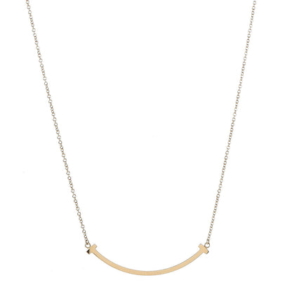 Tiffany 18K Yellow Gold Small T Smile Pendant Necklace 1 of 6