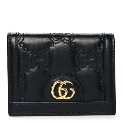 Gucci Calfskin GG Matelasse Card Case Wallet Black 1 of 12