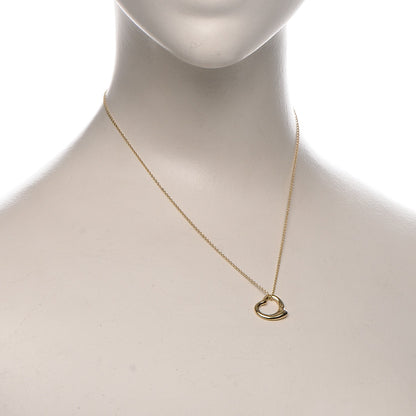Tiffany 18K Yellow Gold Elsa Peretti Small Open Heart Pendant Necklace 2 of 10