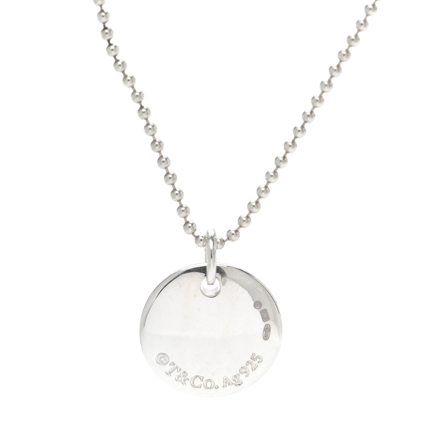 Sterling Silver Letter R Round Pendant Beaded Chain Necklace