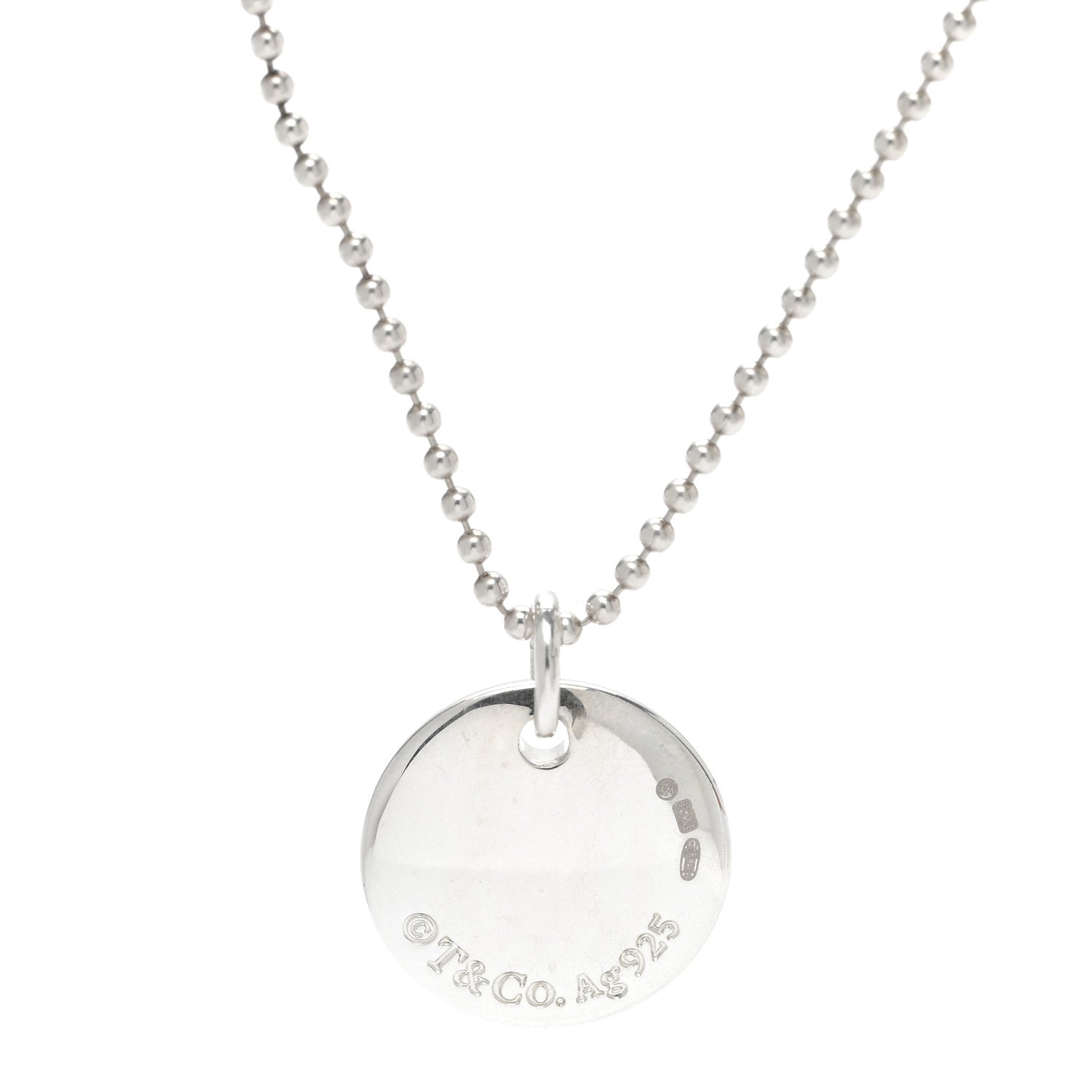 Tiffany Sterling Silver Letter R Round Pendant Beaded Chain Necklace 4 of 6