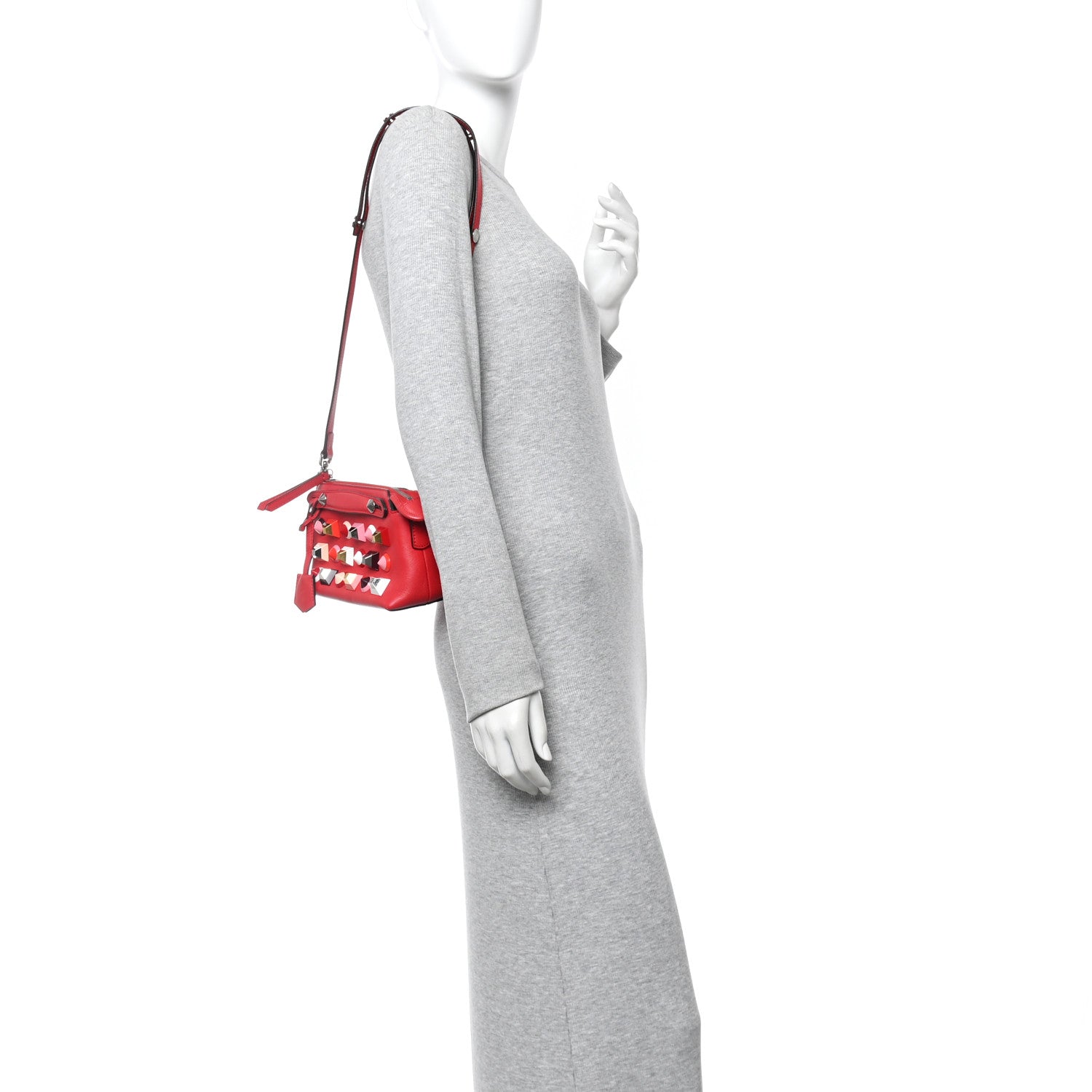 Fendi Vitello Dolce Studded Mini By The Way Boston Bag Fragola 2 of 10