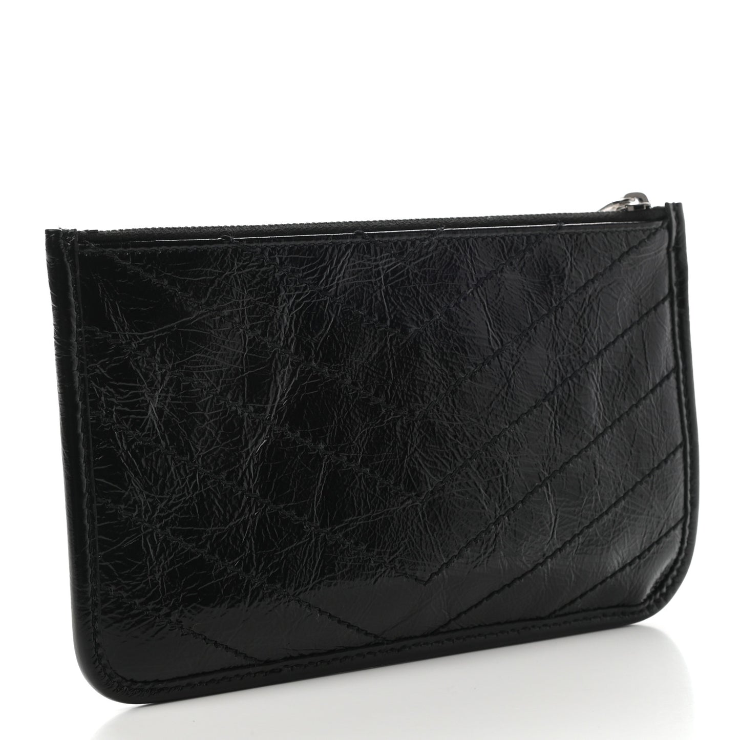 Crinkled Calfskin Matelasse Monogram Niki Bill Pouch Black
