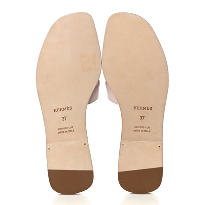 Hermes Box Calfskin Oran Sandals 37 Rose Pale 7 of 12