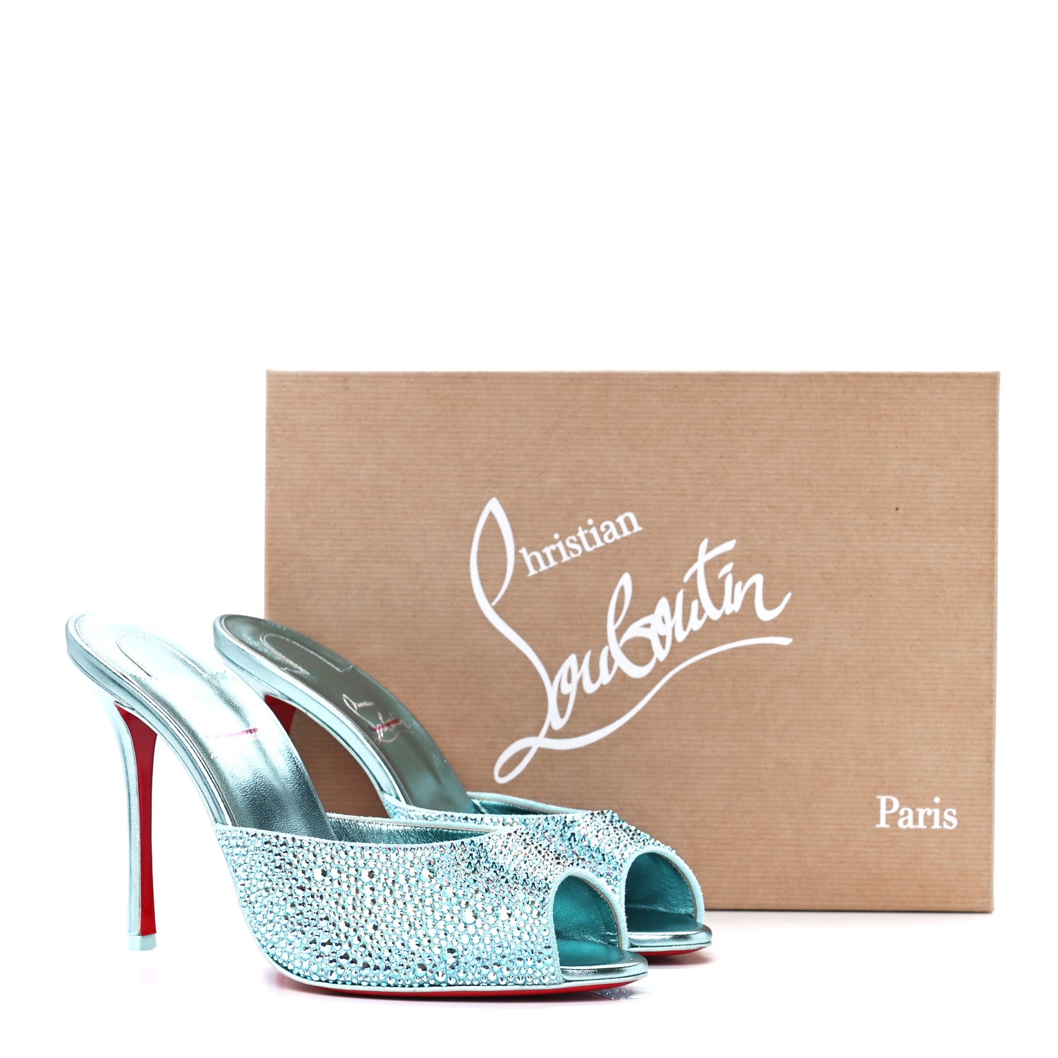 Christian Louboutin Suede Crystal Strass Me Dolly 100 Sandals 39.5 Mint 8 of 8