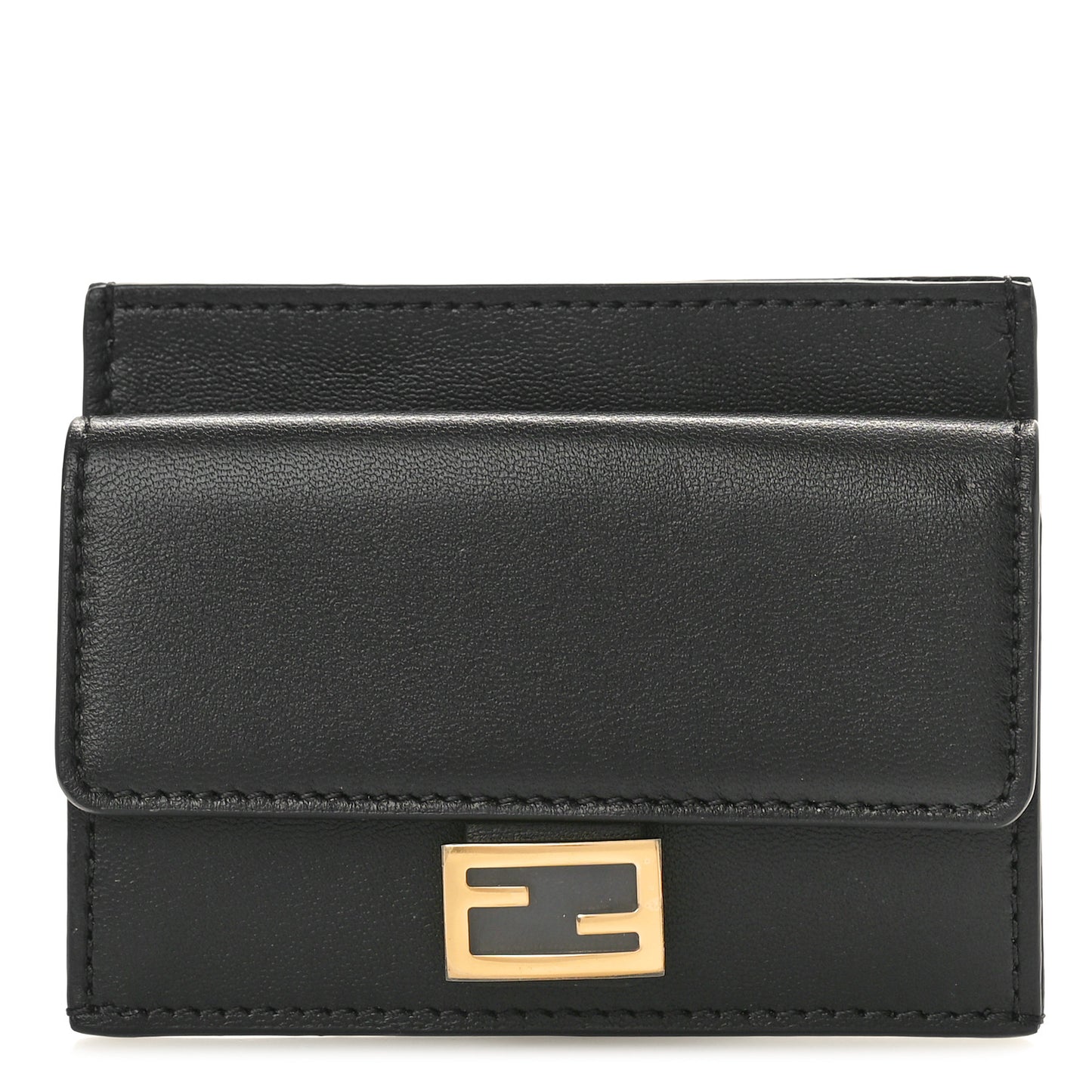 Nappa Matisse FF Diagonal Embossed Fold Over Card Holder Wallet Black