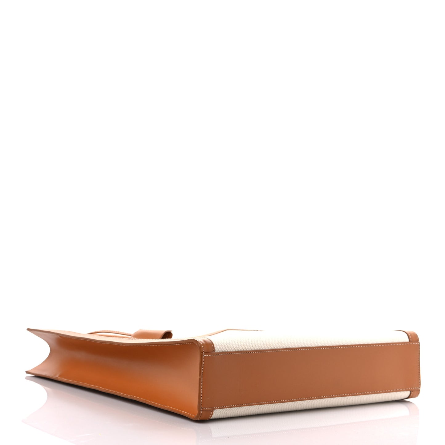 Canvas Calfskin Vertical Cabas Natural Tan