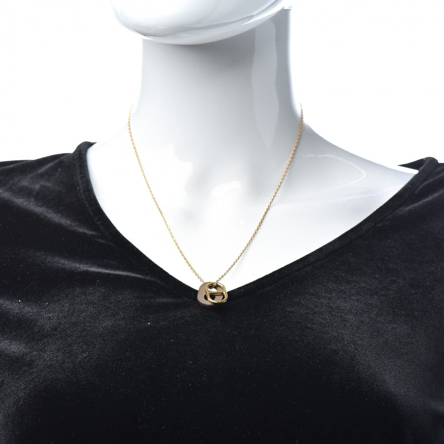 Hermes Swift O'Maillon Pendant Necklace Etoupe 2 of 7
