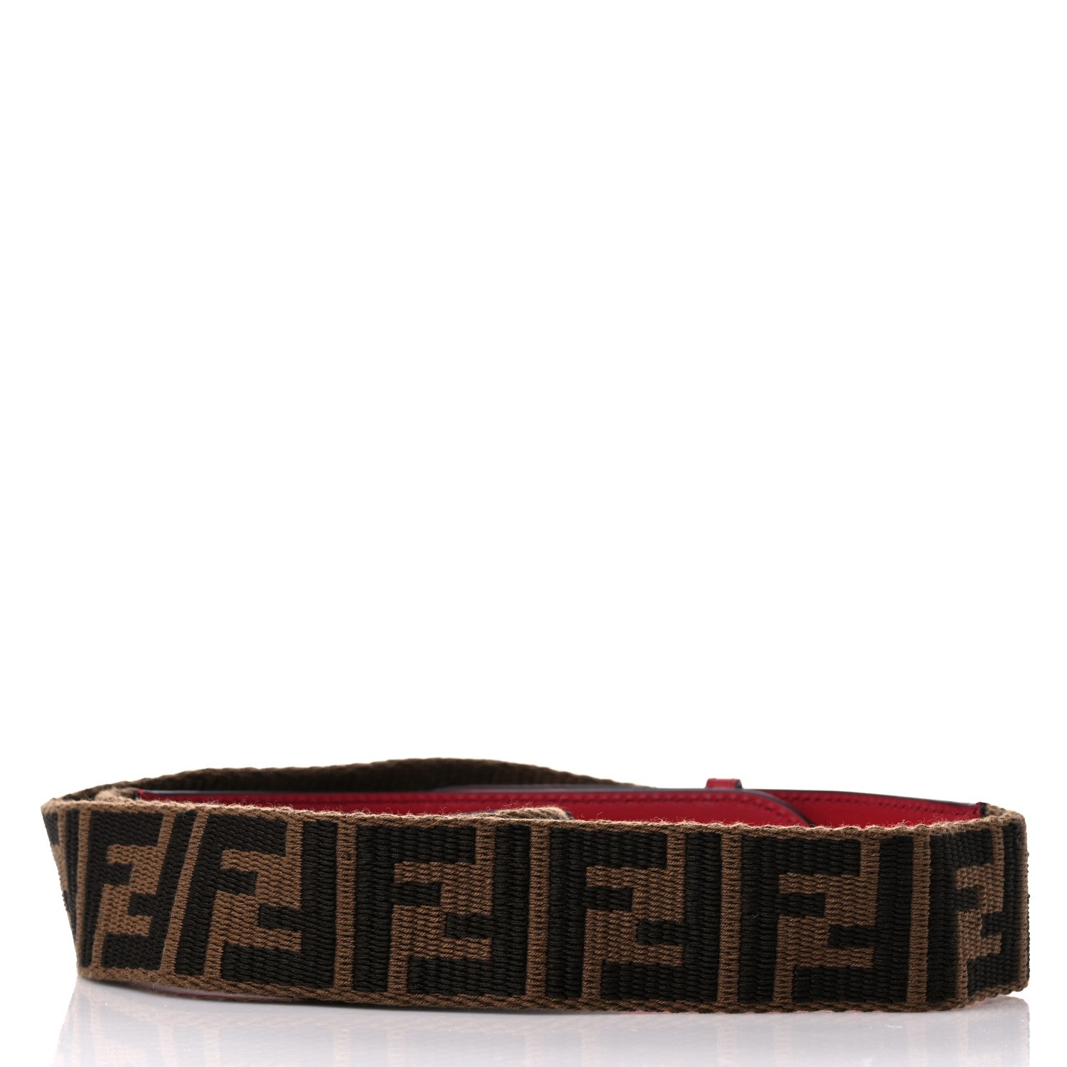 Fendi Ribbon Vitello Century FF 1974 Studded Strap You Fango Marrone Fragola 2 of 4