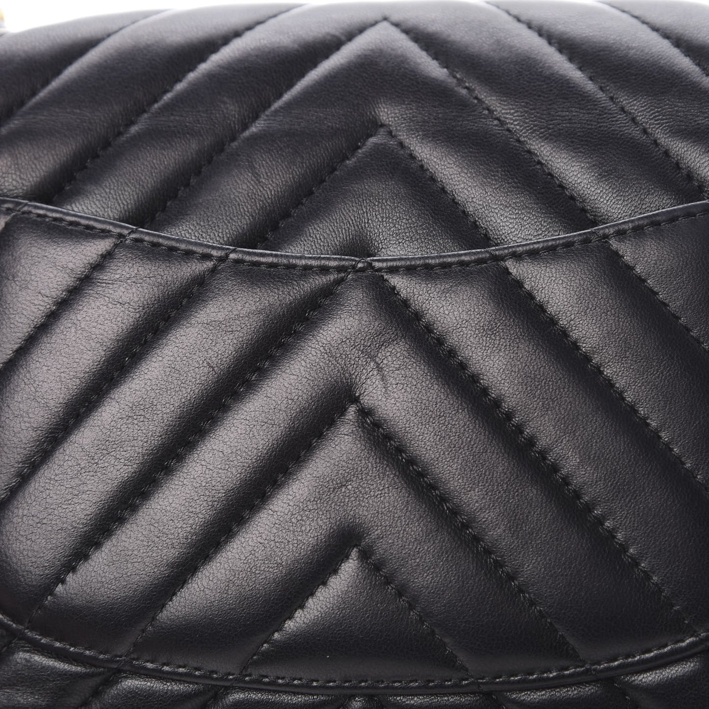 Lambskin Chevron Quilted Mini Rectangular Flap Black