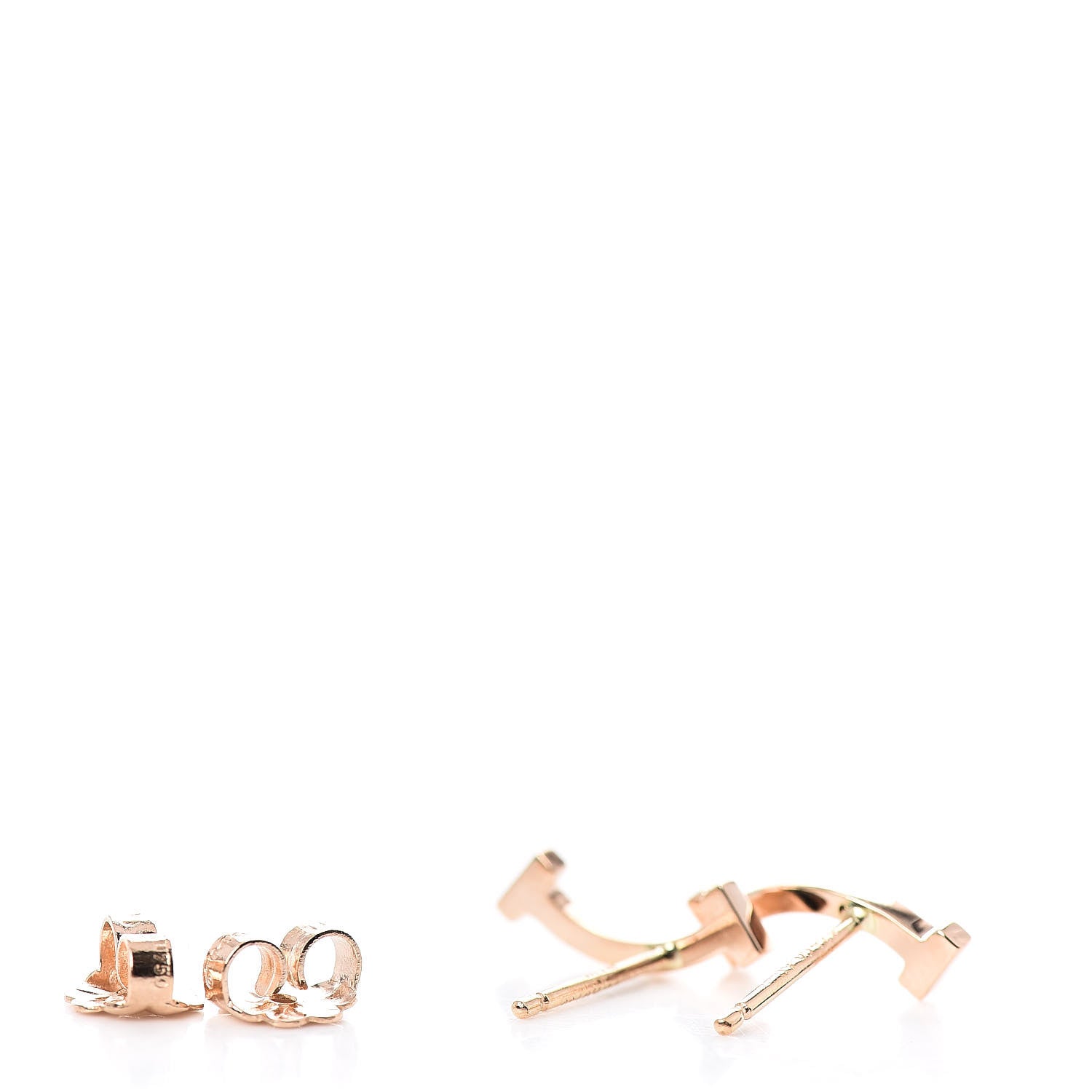 Tiffany 18K Rose Gold T Smile Stud Earrings 3 of 4