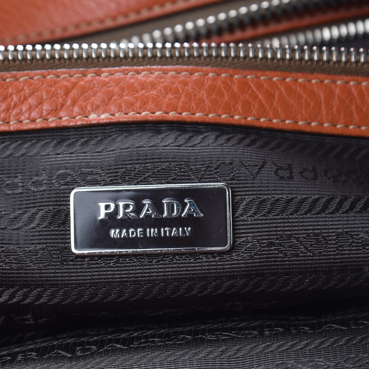 Prada Vitello Daino Logo Bowler Rame 6 of 19