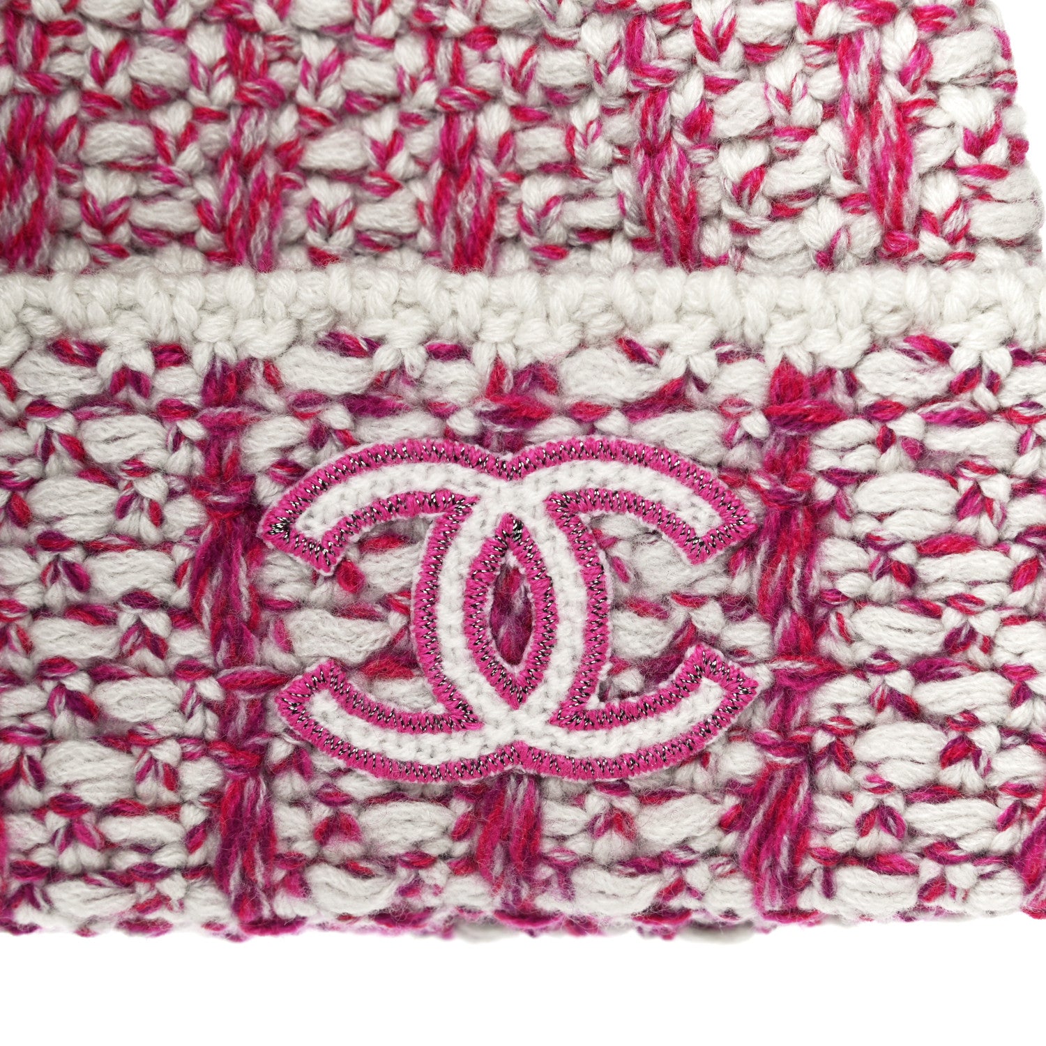Chanel Cashmere CC Beanie Hat Pink Beige 7 of 9