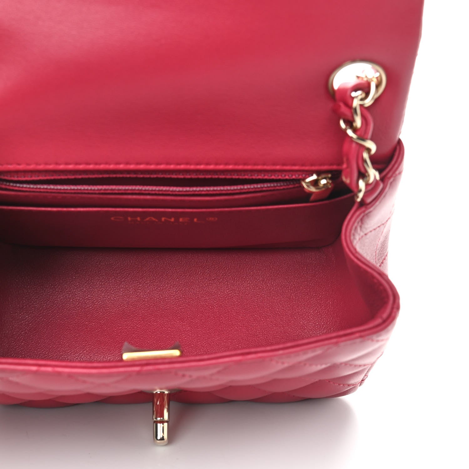 Chanel Lambskin Quilted Mini Square Flap Dark Pink 4 of 8