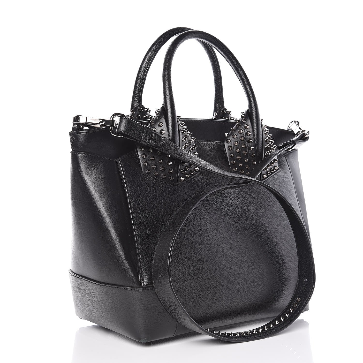 Christian Louboutin Grained Calfskin Studded Large Eloise Satchel Black 3 of 17
