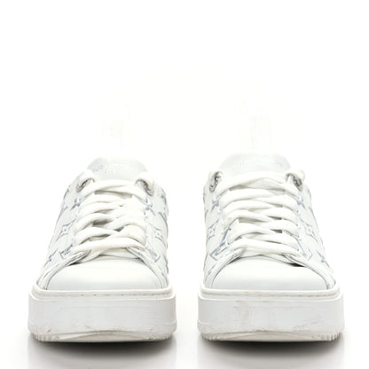 Louis Vuitton Calfskin Monogram Debossed Time Out Sneakers 41 White Silver 4 of 7