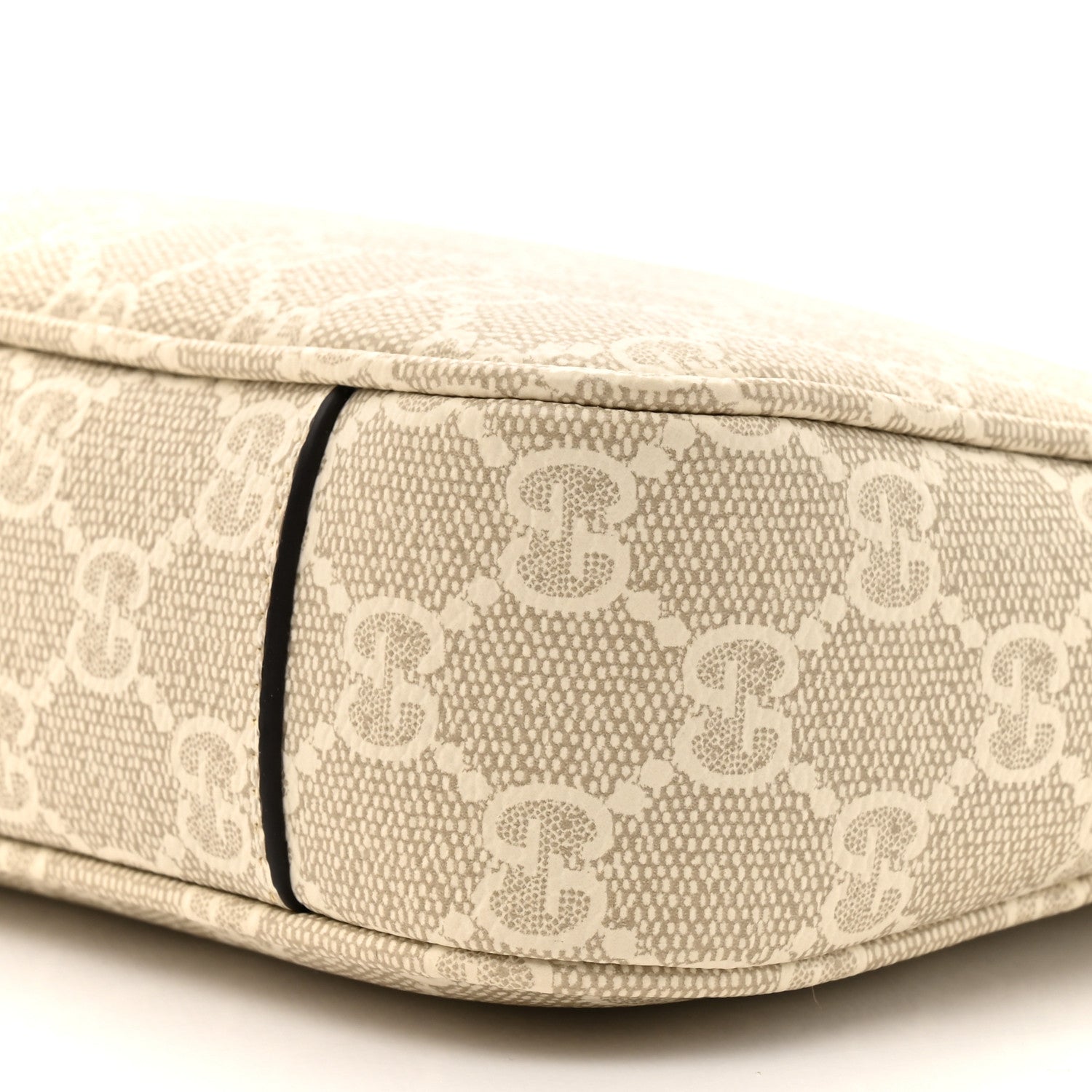 Gucci GG Supreme Monogram Textured Calfskin Small Emblem Shoulder Bag Beige Mystic White 9 of 10